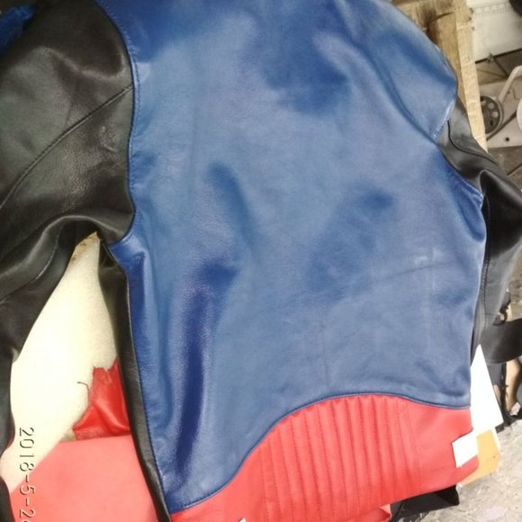 Women's Genuine Lambskin Leather Colorblock Jacket - Medium - Picture 3 of 5